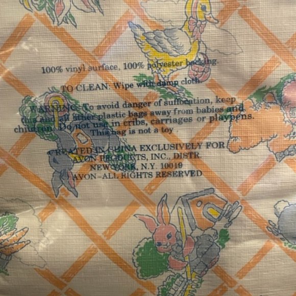 Vintage Avon Springtime Bunny Collection Tablecloth. 52" square, Vinyl New - Picture 5 of 7